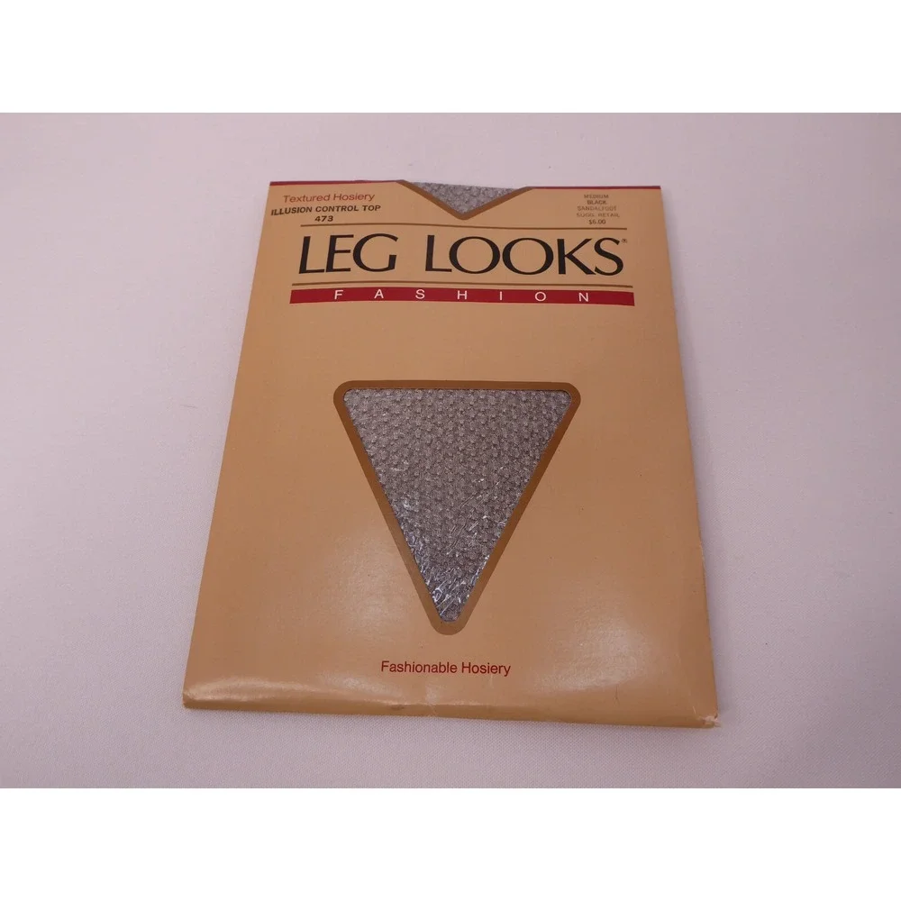 VTG Pantyhose Burlington Illusion Control Top 473 Leg Looks Black Fashion Medium